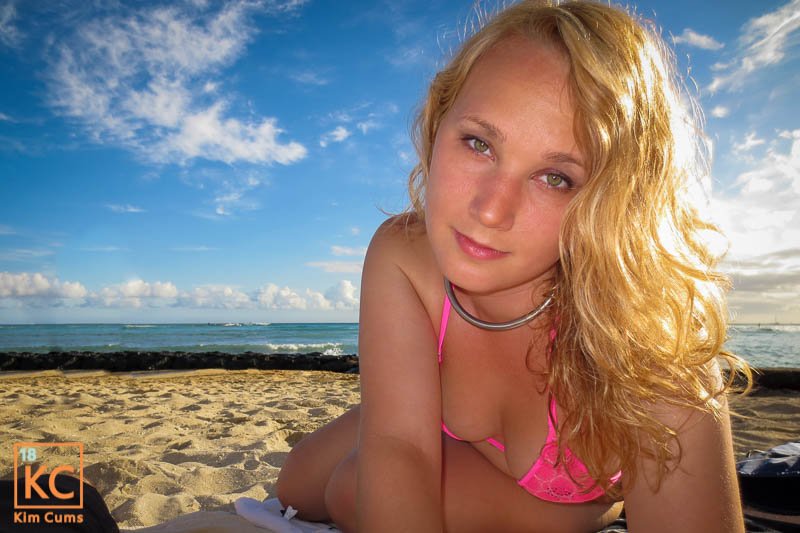 Kim Cums: Waikiki Pink Bikini
