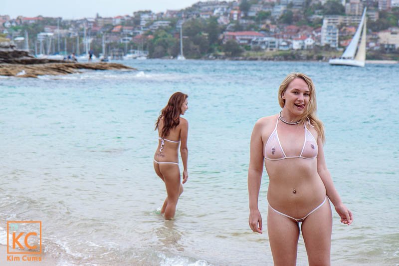 Kim Cums: Wearing my Sheer Micro-bikini