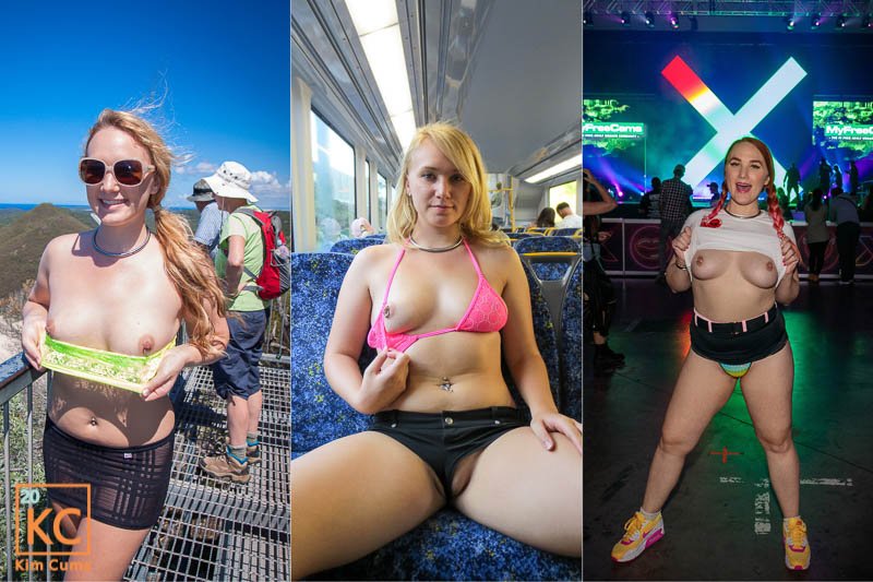 Kim Cums: Flashing Tits in Public (with People around) Collectie 1
